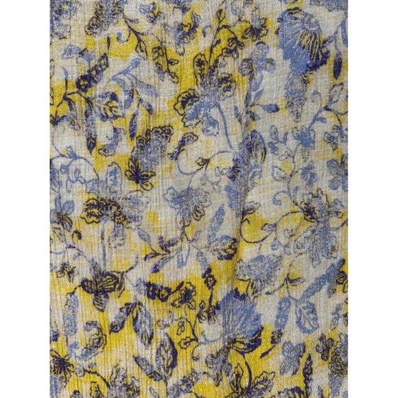 Zac & Rachel Woman 1X Yellow Blue Floral V-Neck Sleeveless Tassel Blouse Top - Picture 3 of 6
